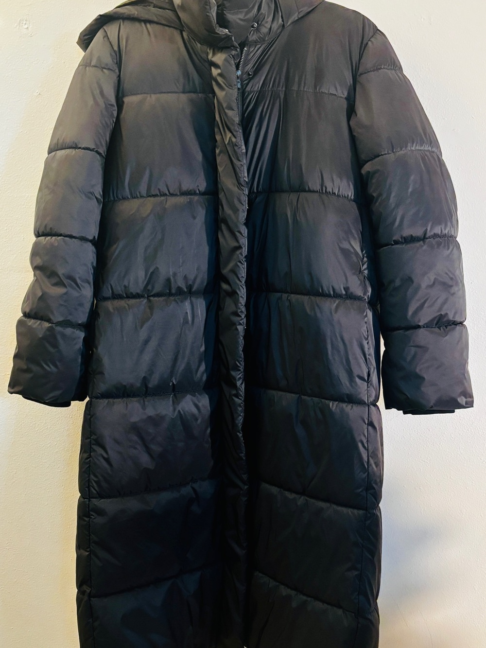 NWOT Banana Republic Black Long Quilted Puffer Coat with High Collar - Picture 6 of 7